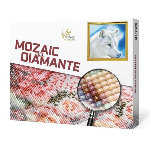 купить Картина по номерам Art Gallery GA79357 Mozaic cu diamante 40x50cm Lup alb в Кишинёве 