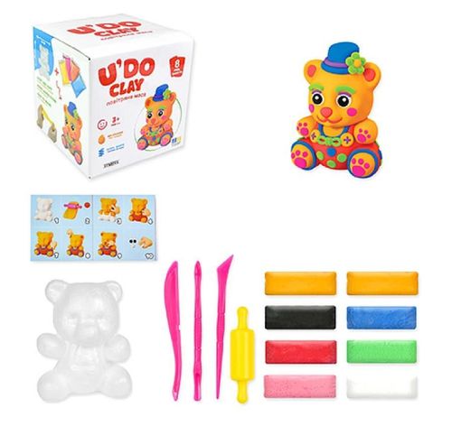 cumpără Set de creație Strateg 57328 U'DO Clay, Ursulet (8buc x 15g) în Chișinău 