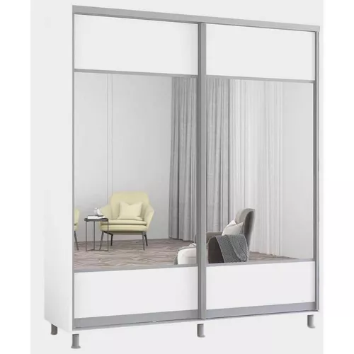 купить Шкаф Mobildor-Lux Раздвижные двери Aron-P из ДСП с горизонтальным зеркалом (190x60x210H см) Brilliant White в Кишинёве 