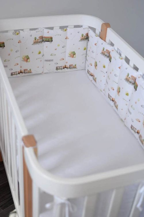 купить Кроватка Veres 154.01.08 Бампер на 3 стороны Паровозики в Кишинёве 