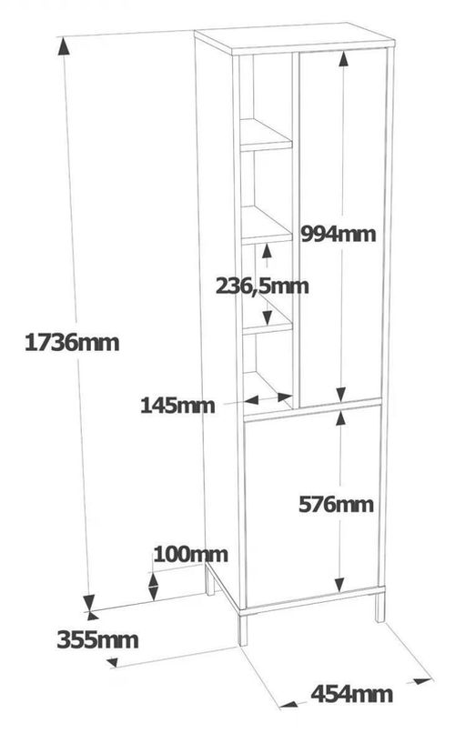 купить Шкаф-пенал Trendy VI2-W 45x173x35cm, multifunctionala (GTR006716) в Кишинёве 
