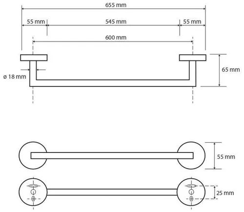 cumpără Suport prosop Bemeta Graphit, portprosop L-600mm 156204042 în Chișinău 