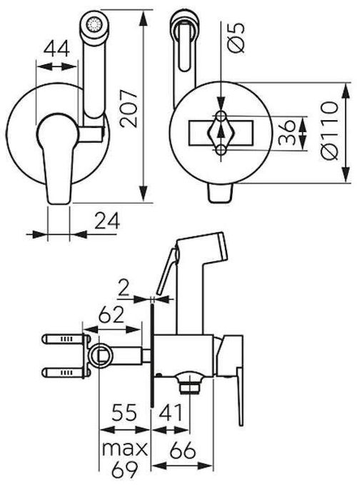 купить Смеситель для биде Ferro Ferro Ritto BTR66P (dus igienic) в Кишинёве 
