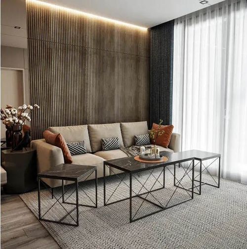 купить Журнальный столик Trendy Defne, черный мрамор, комплект в Кишинёве 