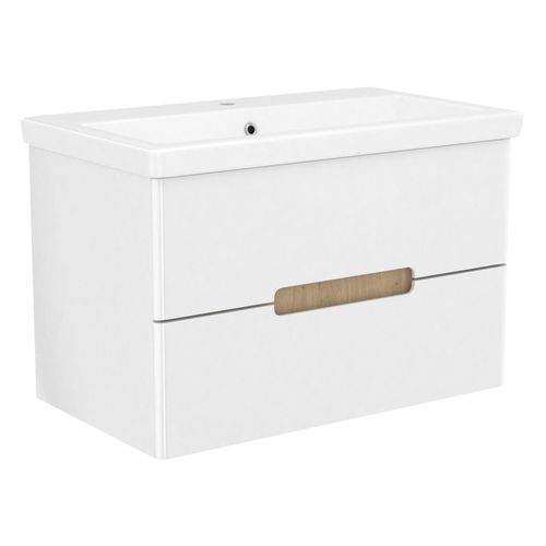 PUERTA комплект мебели 80см белый: тумба подвесная, 2 ящика + умывальник накладной арт 13-16-018 