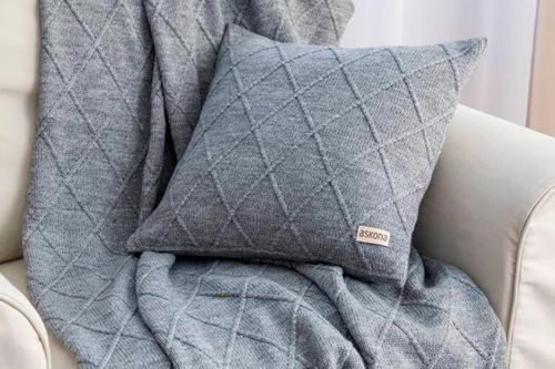 купить Домашний текстиль Askona Плед вязанный (квадрат) 130x170,дымчато-серый в Кишинёве 