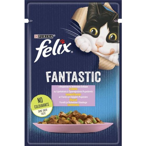 cumpără Hrană pentru animale de companie Purina Felix Fantastic cons.in aspic p/pisici (pastrav, fasole verde) 85g (26) în Chișinău 