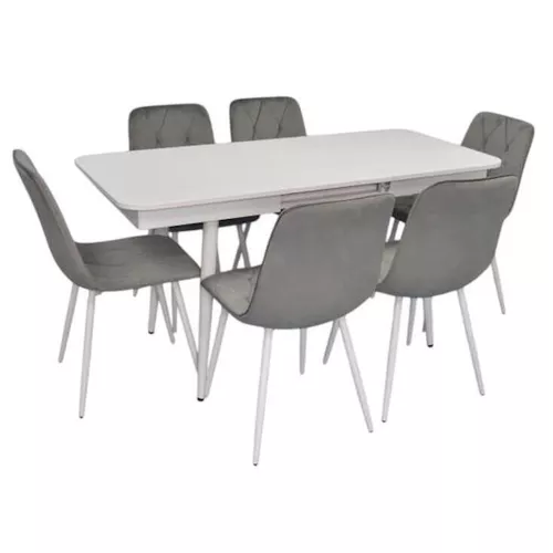 cumpără Set masă și scaune Evelin di Costacurta стол DT-432-1R Wh + 6 стульев YTC-080Wh Light grey în Chișinău 