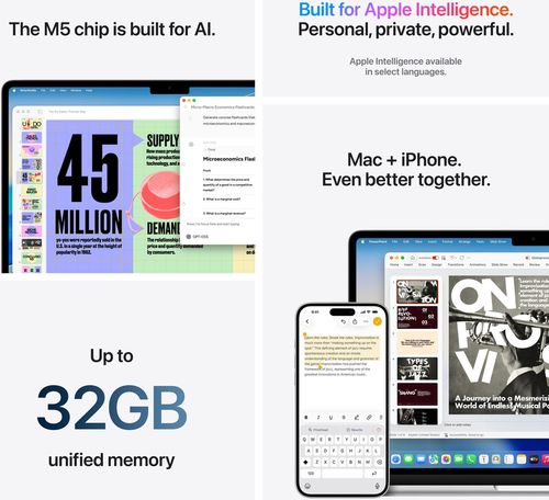 купить Ноутбук Apple MacBook Air 13" M5 10c/8g 16/512 GB Starlight MDHA4 в Кишинёве 