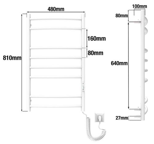 cumpără Uscător de prosoape Elna-Service Ladder-8, 810x480x100mm, inox, alb în Chișinău 