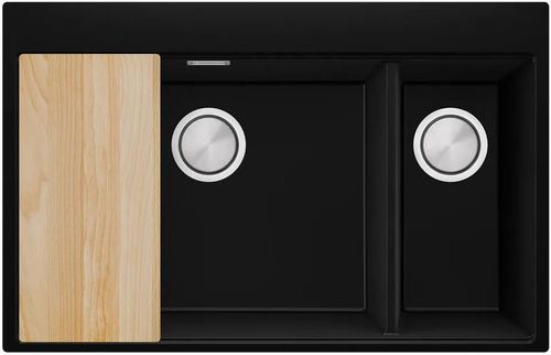 cumpără Chiuvetă bucătărie Primagran Oslo 80 Duo Top Black + accesorii 530x780 MOVKC în Chișinău 