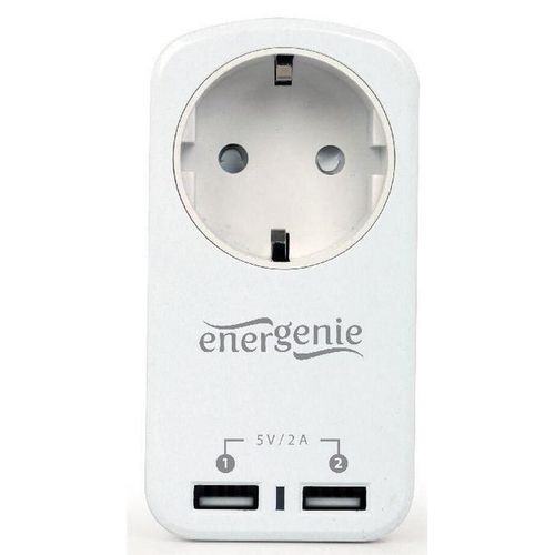 cumpără Încărcător cu fir Gembird Incarcator de retea EG-ACU2-01-W, 2-port USB charger with pass-through AC socket, 2.1 A (alb) în Chișinău 