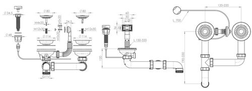 cumpără Sifon pentru chiuvetă bucătărie Helika-AquaSanita AQF-003V Stainless Steel + Plastic în Chișinău 
