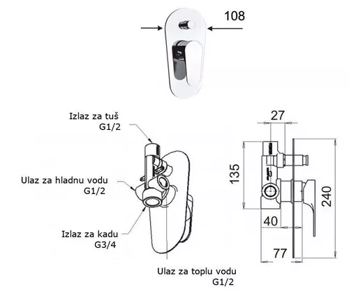 купить Смеситель для ванны Remer Class Line L09L в Кишинёве 