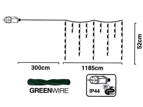 купить Гирлянда Promstore 37042 Огни новогодние Сосульки 360LED 12x0.5m, белый, зел в Кишинёве 