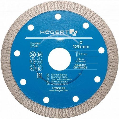cumpără Disc de tăiere Hoegert HT6D722 Disc de taiere ceramica 125x1.2x22.2mm în Chișinău 
