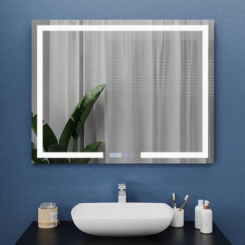 купить Зеркало для ванной Bayro Otto 1000x800 LED touch c подогревом, часами и термометром в Кишинёве 