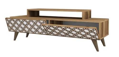 cumpără Comodă TV Trendy Oras, Nuc, Alb 140x48x41cm în Chișinău 