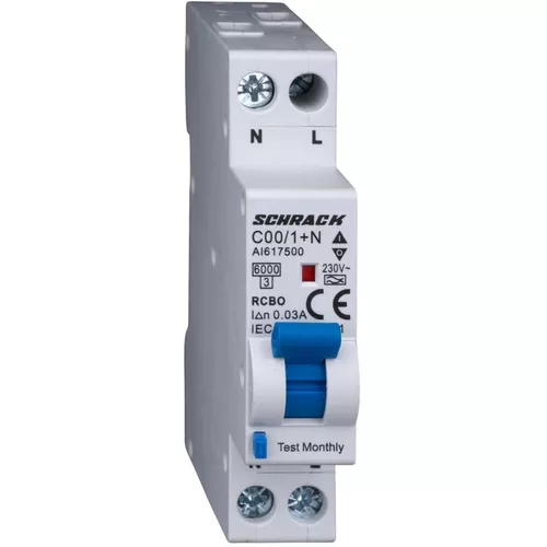 cumpără Întrerupător diferențial Schrack Technik AI617510 (RCBO) Tip A, C 10/003A,1+N un modul, 6kA în Chișinău 