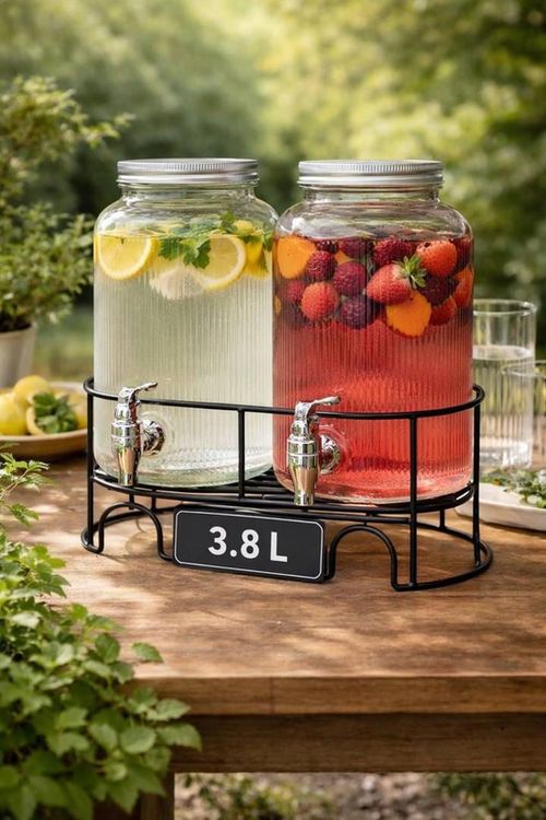 купить Посуда для напитков miscellaneous 998 Set dublu din sticla cu robinet, 2x3.8L cu suport 2510-1095 SIO в Кишинёве 
