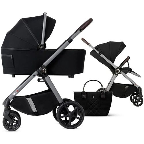 купить Детская коляска DadaPrams Carucior 2in1 Flux Black + Adaptoare в Кишинёве 