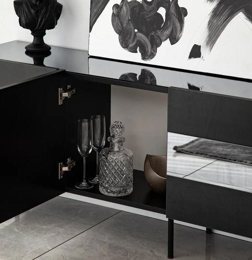 купить Тумба напольная для TV Trendy Leon, Negru, Fume в Кишинёве 