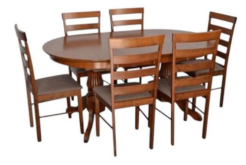 купить Комплект стол и стулья Evelin di Costacurta стол HV-33V Burnish Oak + 6 стульев Gloria Burnish oak/Ekea12 Dark Brown в Кишинёве 