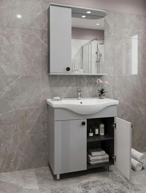 cumpără Dulap pentru lavoar Mashtab 12181 Palma (Sava) cu 2 uși 650x470x850 Gri mat în Chișinău 