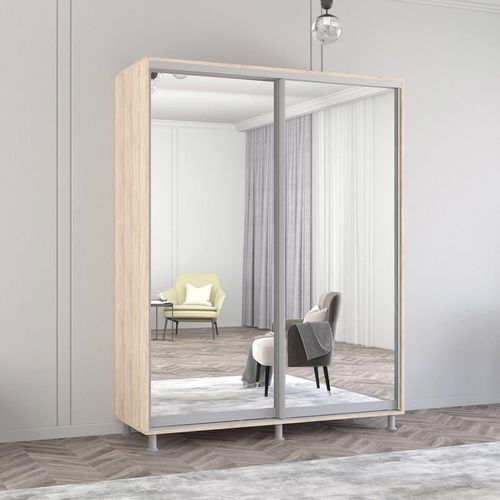 купить Шкаф Mobildor-Lux Раздвижные зеркальные двери Aron-P (160x60x200H см) Sonoma в Кишинёве 