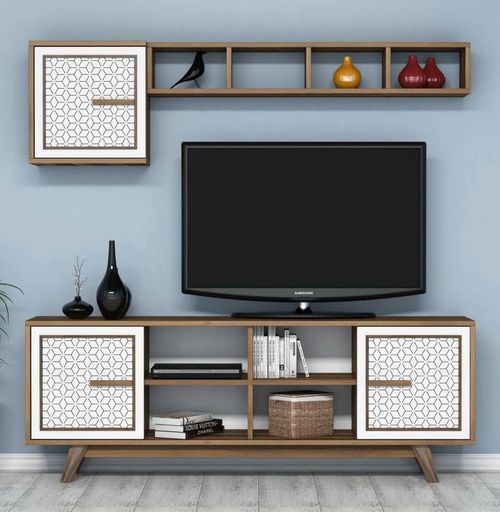 купить Стенка Trendy Ayla, Nuc, Alb 160x56x35cm в Кишинёве 