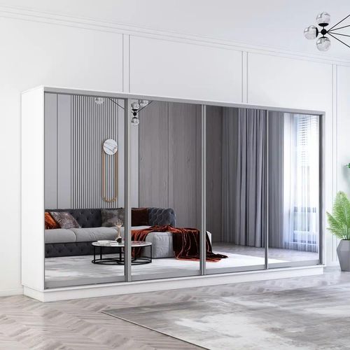 купить Шкаф Mobildor-Lux Fox uși glisante din oglinzi (370x60x220H cm) Alb в Кишинёве 