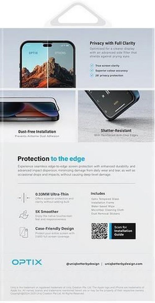 купить Стекло защитное для смартфона UNIQ Optix Privacy for iPhone 16 Pro Max, Black в Кишинёве 