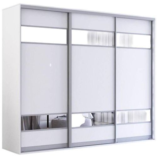купить Шкаф Mobildor-Lux Раздвижные двери Fox из ДСП с зеркальными элементами (270x60x240 см, высота) Белые в Кишинёве 