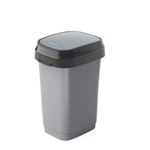 купить Урна для мусора KIS 49112 Ведро для мусора с плавающей крышкой 10l, H33cm, серое в Кишинёве 