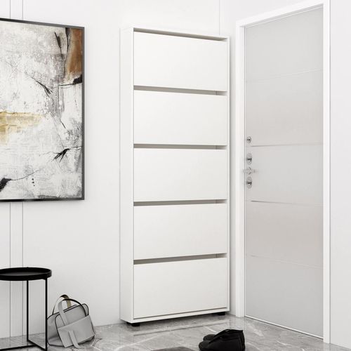 купить Полка для обуви Mobildor-Lux Leo Slim 70x16x203H cm White в Кишинёве 