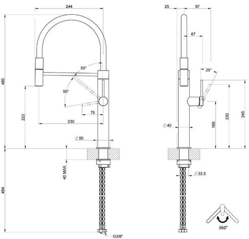 купить Смеситель кухонный Gessi 60010-707 Gessi 316 Black Metal Brushed PVD в Кишинёве 