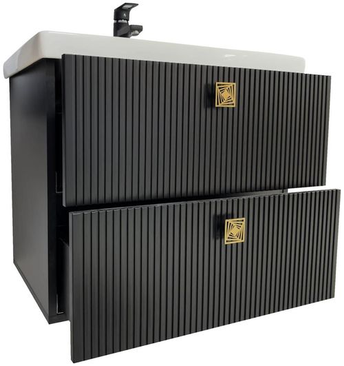 купить Шкаф под умывальник Mashtab 11872 Toledo cu 2 sertare 80cm Negru Mat в Кишинёве 