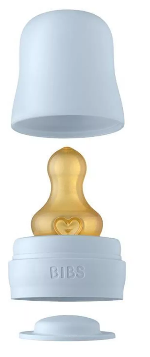 cumpără Cană cu pai BIBS 5014231 Biberon din sticla anticolici Baby Blue cu tetina din latex 0+ luni, 225 ml în Chișinău 