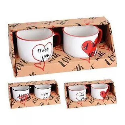 cumpără Cană Promstore 08556 Набор чашек 2шт, 200ml Love, фарфор, подарочная упаковка în Chișinău 