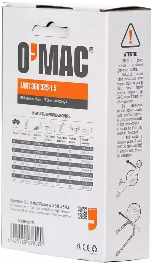 cumpără Accesoriu pentru fierăstrăie O'MAC Lanț pentru ferăstrău cu lanț 36D 325-1.5 în Chișinău 