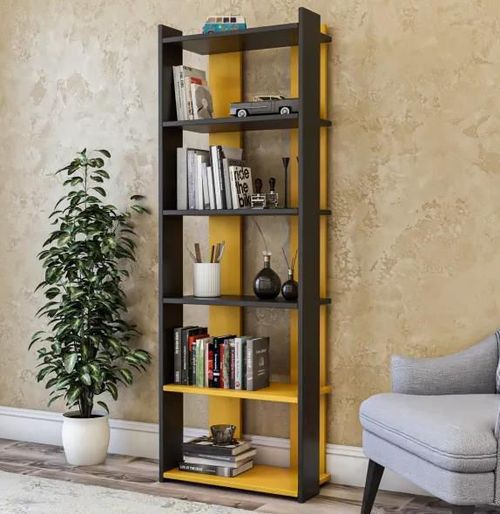 купить Офисный стеллаж Trendy Sakran, Antracit, Galben, 63x180x32cm (GTR000474) в Кишинёве 