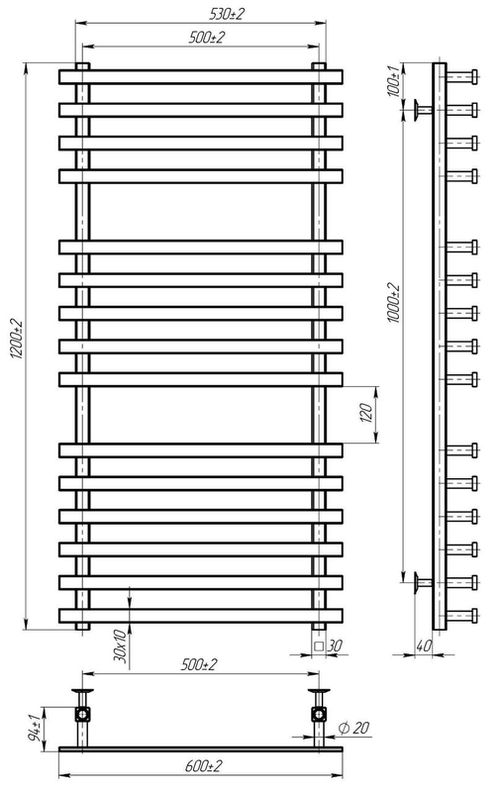 cumpără Uscător de prosoape Lianat 6237 OMEGA 500x1200 inox negru în Chișinău 