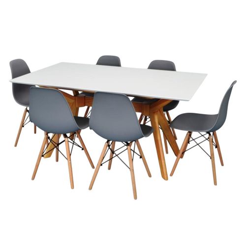 cumpără Set masă și scaune Evelin di Costacurta стол Raffles Rectangular White Bella beech + 6 стульев LC-021 Grey în Chișinău 