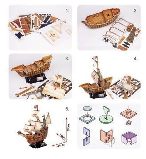 cumpără Set de construcție Cubik Fun T4008h 3D Puzzle Santa Maria schooner în Chișinău 