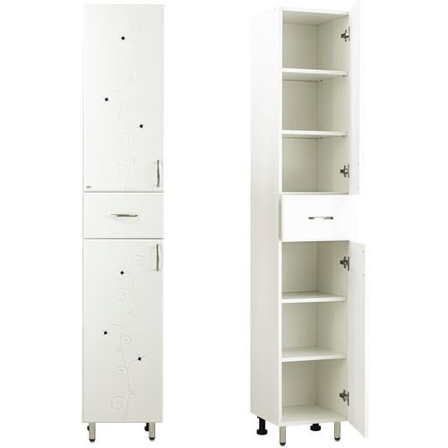 купить Шкаф-пенал Mashtab 1615 Cristal (cu sertar) 350x350x1900 Alb в Кишинёве 