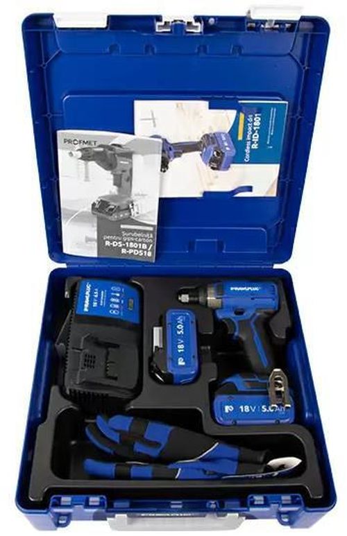 купить Шуруповёрт Rawlplug 857163 с ударным механизмом, с аккумулятором 18 В, момент затяжки 210 Н·м, шестигранный патрон 1/4" и 1/2" R-PID18-XL2 в Кишинёве 