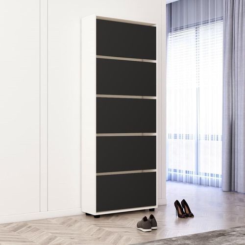 cumpără Raft pentru încălțăminte Mobildor-Lux Leo 50x27x203H cm White/Anthracite în Chișinău 
