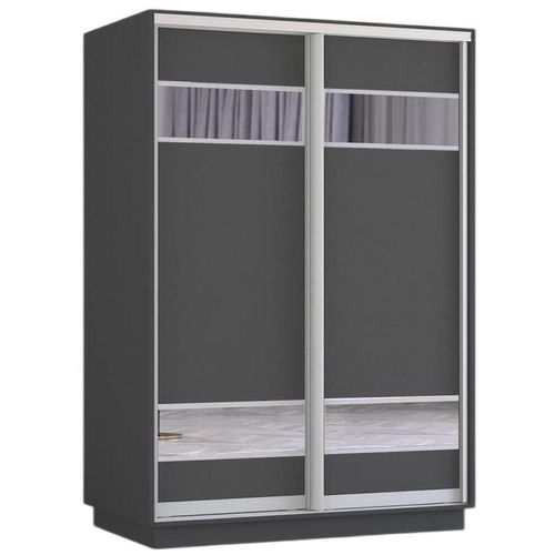 купить Шкаф Mobildor-Lux Fox uși glisante din PAL cu elemente din oglindă (160x60x220H cm) Anthracite в Кишинёве 