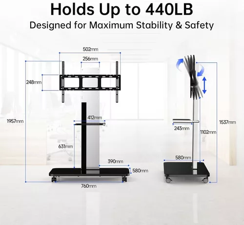 купить Стойка напольная для TV Horion HK76G2 65", 75", 86", mobile stand Interactive Displays в Кишинёве 