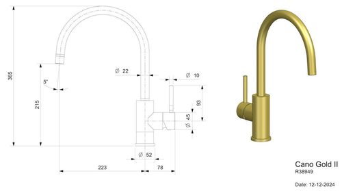 cumpără Bateria bucătărie Reginox R38949 Cano Gold II în Chișinău 